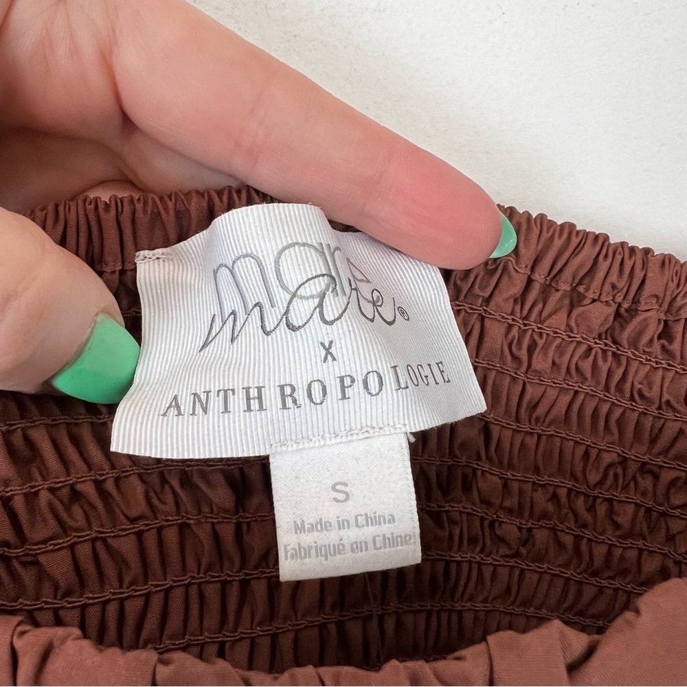 Anthropologie Rust Brown Tiered Mini Dress - Picture 3 of 15